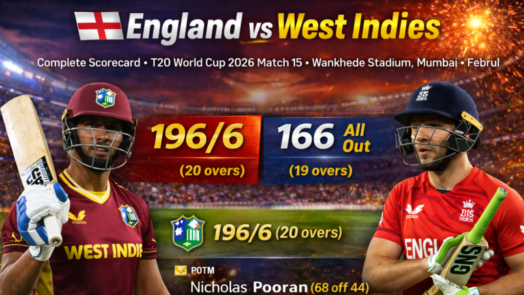 England vs West Indies Yesterday Match Result