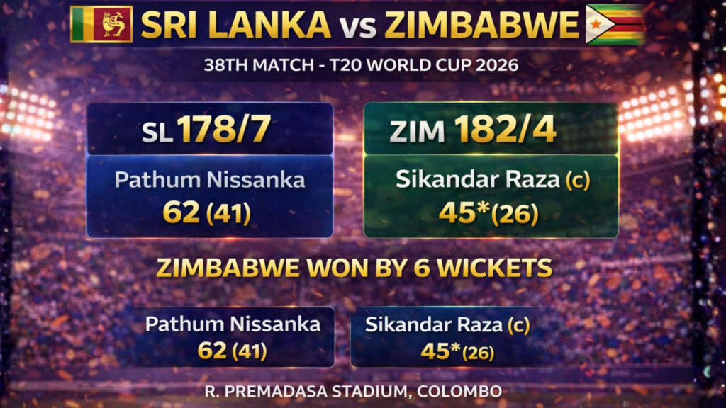 Sri Lanka vs Zimbabwe Match Result